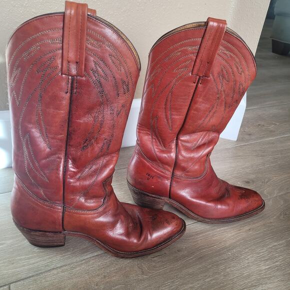 Vintage Frye Boots Mens Size 10.5 Maroon Red Oxblood Billy Western Cowboy USA - Picture 3 of 11